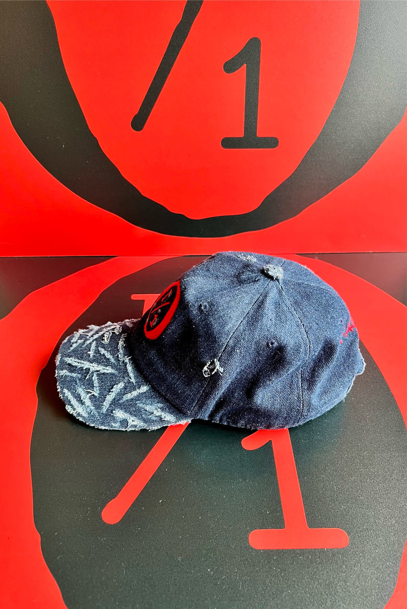 Blue Denim Distressed Hat